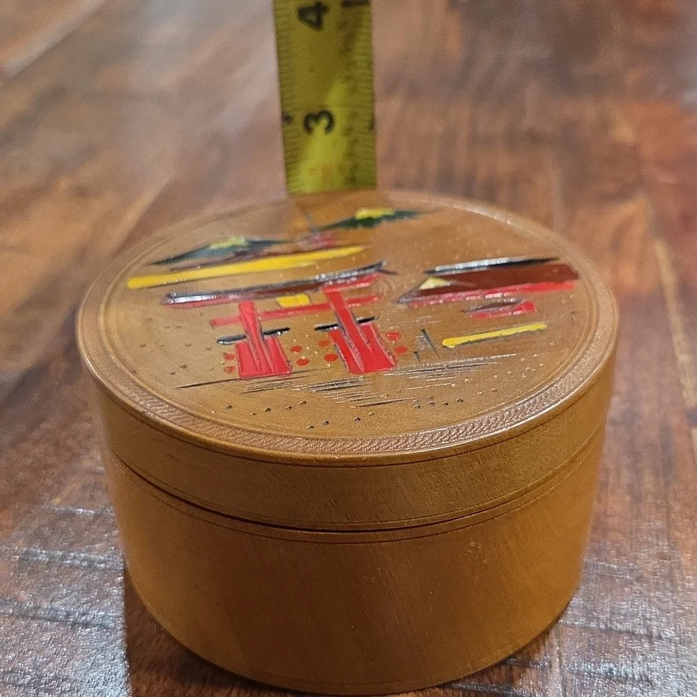 Vintage Japanese Handcrafted Wooden Coaster Set with Box